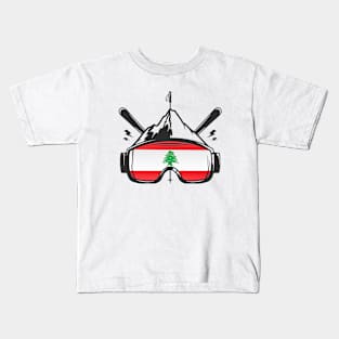 Lebanon Ski Holiday Retro Skiing Goggles Kids T-Shirt